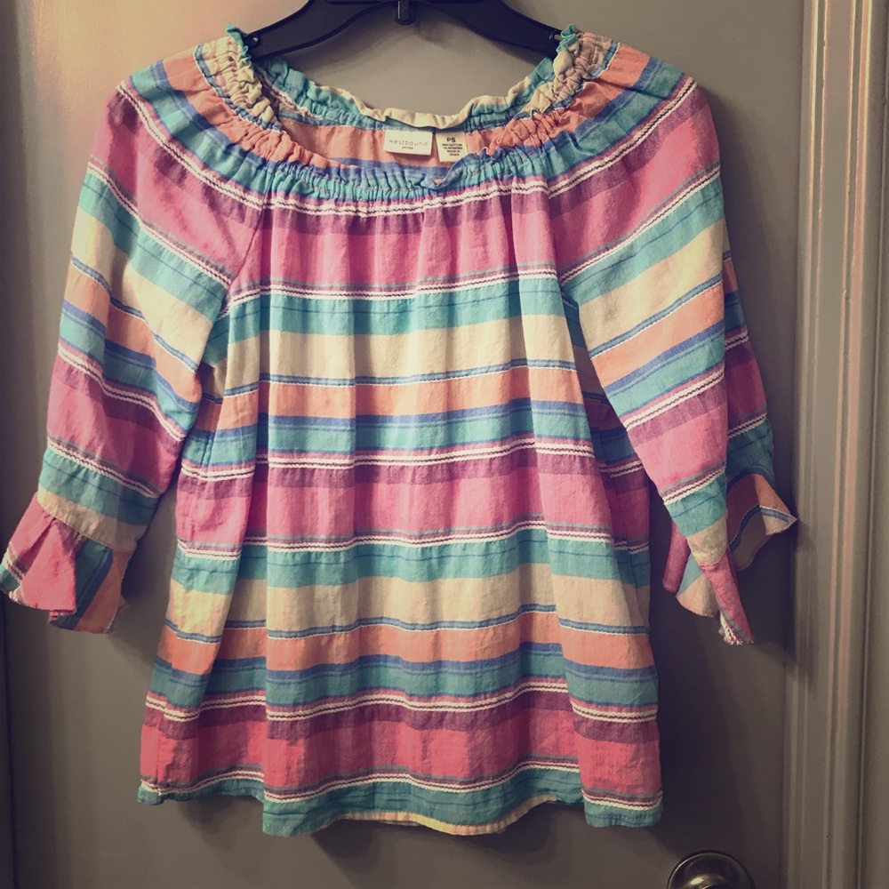 Colorful striped boho peasant blouse